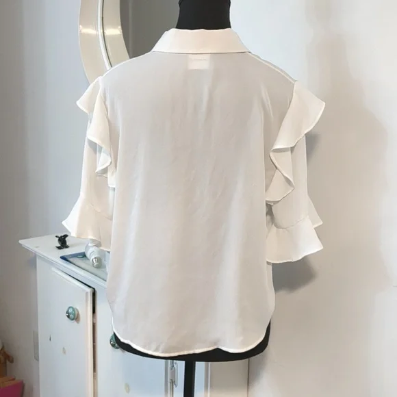 The Kooples White Ruffle Blouse - Picture 6 of 8